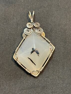 Large Sterling Silver Wire-Wrapped Dendritic Agate Pendant – Artisan Crafted